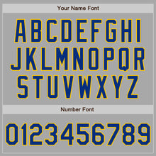 Load image into Gallery viewer, Custom Gray Royal-Yellow Bomber Full-Snap Varsity Letterman Two Tone Jacket
