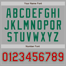 Load image into Gallery viewer, Custom Gray Red-Kelly Green Bomber Full-Snap Varsity Letterman Two Tone Jacket
