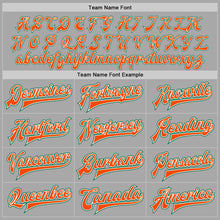 Load image into Gallery viewer, Custom Gray Orange-Kelly Green Bomber Full-Snap Varsity Letterman Two Tone Jacket
