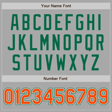 Load image into Gallery viewer, Custom Gray Orange-Kelly Green Bomber Full-Snap Varsity Letterman Two Tone Jacket

