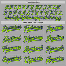Load image into Gallery viewer, Custom Gray Neon Green-Navy Bomber Full-Snap Varsity Letterman Two Tone Jacket
