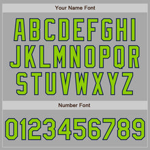 Load image into Gallery viewer, Custom Gray Neon Green-Navy Bomber Full-Snap Varsity Letterman Two Tone Jacket
