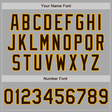 Load image into Gallery viewer, Custom Gray Brown-Gold Bomber Full-Snap Varsity Letterman Two Tone Jacket
