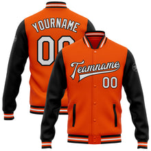 Load image into Gallery viewer, Custom Orange White-Black Bomber Full-Snap Varsity Letterman Two Tone Jacket
