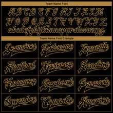 Load image into Gallery viewer, Custom Black Old Gold Camo Sleeves 3D Pattern Design Bomber Full-Snap Varsity Letterman Jacket
