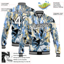 Load image into Gallery viewer, Custom Camo White-Black Boho Style 3D Pattern Design Bomber Full-Snap Varsity Letterman Salute To Service Jacket
