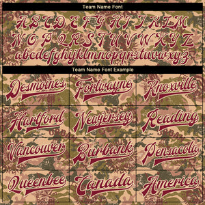 Custom Camo Crimson City Cream-Black Military Badge 3D Pattern Design Bomber Full-Snap Varsity Letterman Salute To Service Jacket