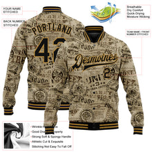 Load image into Gallery viewer, Custom Olive Black-Old Gold Military Badge 3D Pattern Design Bomber Full-Snap Varsity Letterman Salute To Service Jacket
