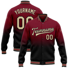 Load image into Gallery viewer, Custom Crimson City Cream-Black Bomber Full-Snap Varsity Letterman Fade Fashion Jacket
