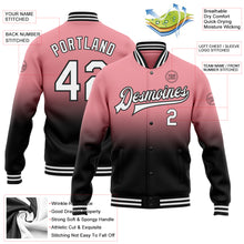 Load image into Gallery viewer, Custom Medium Pink White-Black Bomber Full-Snap Varsity Letterman Fade Fashion Jacket
