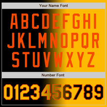Load image into Gallery viewer, Custom Black Gold-Orange Bomber Full-Snap Varsity Letterman Gradient Fashion Jacket
