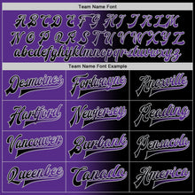 Load image into Gallery viewer, Custom Black Purple-Gray Bomber Full-Snap Varsity Letterman Gradient Fashion Jacket
