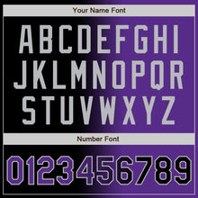 Load image into Gallery viewer, Custom Black Purple-Gray Bomber Full-Snap Varsity Letterman Gradient Fashion Jacket
