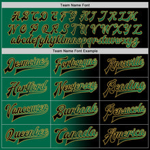 Load image into Gallery viewer, Custom Black Kelly Green-Old Gold Bomber Full-Snap Varsity Letterman Gradient Fashion Jacket
