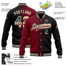 Load image into Gallery viewer, Custom Black Vintage USA Flag Crimson-Cream Bomber Full-Snap Varsity Letterman Gradient Fashion Jacket
