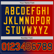 Load image into Gallery viewer, Custom Navy Red-Gold Bomber Full-Snap Varsity Letterman Gradient Fashion Jacket
