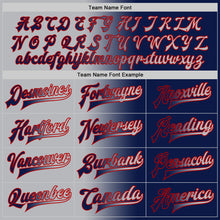 Load image into Gallery viewer, Custom Navy Gray-Red Bomber Full-Snap Varsity Letterman Gradient Fashion Jacket
