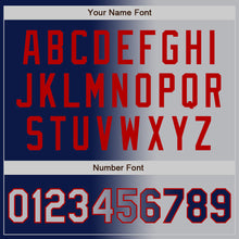 Load image into Gallery viewer, Custom Navy Gray-Red Bomber Full-Snap Varsity Letterman Gradient Fashion Jacket
