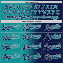 Load image into Gallery viewer, Custom Navy Teal-Gray Bomber Full-Snap Varsity Letterman Gradient Fashion Jacket
