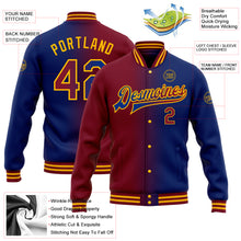 Load image into Gallery viewer, Custom Royal Crimson-Gold Bomber Full-Snap Varsity Letterman Gradient Fashion Jacket
