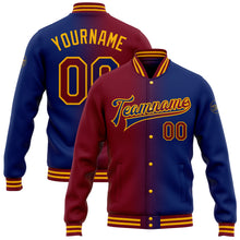 Load image into Gallery viewer, Custom Royal Crimson-Gold Bomber Full-Snap Varsity Letterman Gradient Fashion Jacket
