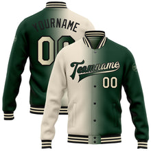 Load image into Gallery viewer, Custom Green Cream-Black Bomber Full-Snap Varsity Letterman Gradient Fashion Jacket
