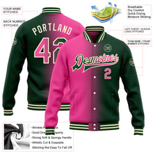 Load image into Gallery viewer, Custom Green Pink-Cream Bomber Full-Snap Varsity Letterman Gradient Fashion Jacket
