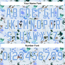 Load image into Gallery viewer, Custom White Light Blue Branches And Leaves 3D Pattern Design Bomber Full-Snap Varsity Letterman Jacket
