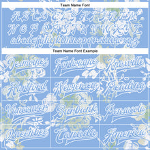 Load image into Gallery viewer, Custom Light Blue White Plant And Flower 3D Pattern Design Bomber Full-Snap Varsity Letterman Jacket
