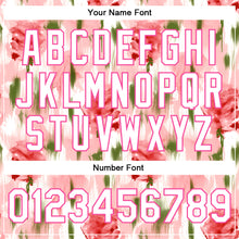 Load image into Gallery viewer, Custom Pink White Fuzzy Rose Art 3D Pattern Design Bomber Full-Snap Varsity Letterman Jacket
