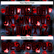 Load image into Gallery viewer, Custom Black Red Rose 3D Pattern Design Bomber Full-Snap Varsity Letterman Jacket
