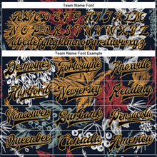 Load image into Gallery viewer, Custom Black Old Gold Flowers And Branches 3D Pattern Design Bomber Full-Snap Varsity Letterman Jacket
