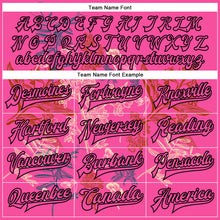 Load image into Gallery viewer, Custom Pink Black Flowers 3D Pattern Design Bomber Full-Snap Varsity Letterman Jacket
