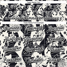 Load image into Gallery viewer, Custom Black White Floral Wave 3D Pattern Design Bomber Full-Snap Varsity Letterman Jacket
