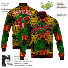 Load image into Gallery viewer, Custom Black Red-White Black History Month 3D Pattern Design Bomber Full-Snap Varsity Letterman Jacket
