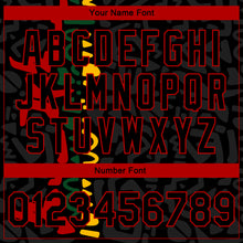Load image into Gallery viewer, Custom Black Red Black History Month 3D Pattern Design Bomber Full-Snap Varsity Letterman Jacket
