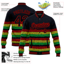 Load image into Gallery viewer, Custom Black Red Kelly Green-Gold Black History Month 3D Pattern Design Bomber Full-Snap Varsity Letterman Jacket

