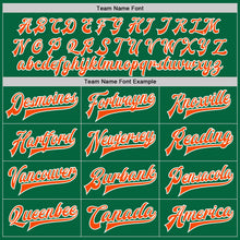 Load image into Gallery viewer, Custom Kelly Green Orange-White Bomber Full-Snap Varsity Letterman Two Tone Jacket
