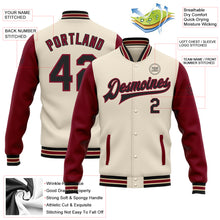 Load image into Gallery viewer, Custom Cream Black Crimson-City Cream Bomber Full-Snap Varsity Letterman Two Tone Jacket
