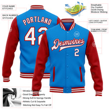 Load image into Gallery viewer, Custom Electric Blue White-Red Bomber Full-Snap Varsity Letterman Two Tone Jacket
