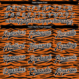 Custom Orange Black-White Tiger Stripes 3D Pattern Design Bomber Full-Snap Varsity Letterman Jacket