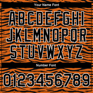 Custom Orange Black-White Tiger Stripes 3D Pattern Design Bomber Full-Snap Varsity Letterman Jacket