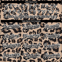Load image into Gallery viewer, Custom Brown Black-White Leopard Print 3D Pattern Design Bomber Full-Snap Varsity Letterman Jacket
