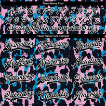 Load image into Gallery viewer, Custom Light Pink Black-White Leopard Print 3D Pattern Design Bomber Full-Snap Varsity Letterman Jacket
