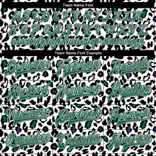 Load image into Gallery viewer, Custom White Kelly Green-Black Bright Leopard Print 3D Pattern Design Bomber Full-Snap Varsity Letterman Jacket
