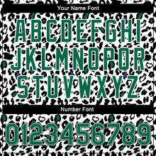 Load image into Gallery viewer, Custom White Kelly Green-Black Bright Leopard Print 3D Pattern Design Bomber Full-Snap Varsity Letterman Jacket
