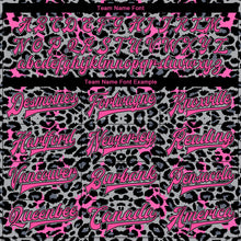 Load image into Gallery viewer, Custom Gray Pink-Black Leopard Print 3D Pattern Design Bomber Full-Snap Varsity Letterman Jacket
