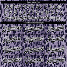 Load image into Gallery viewer, Custom Purple Black-White Leopard Print 3D Pattern Design Bomber Full-Snap Varsity Letterman Jacket
