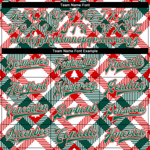 Load image into Gallery viewer, Custom White Kelly Green-Red Christmas Tree 3D Bomber Full-Snap Varsity Letterman Jacket
