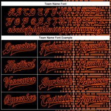 Load image into Gallery viewer, Custom Black Orange Halftone 3D Pattern Design Bomber Full-Snap Varsity Letterman Jacket
